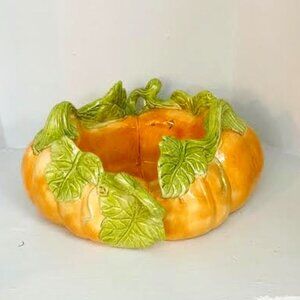 Pumpkin Ceramic Glaze Pumpkin With Leaf Bowl Fall/Autumn Decor